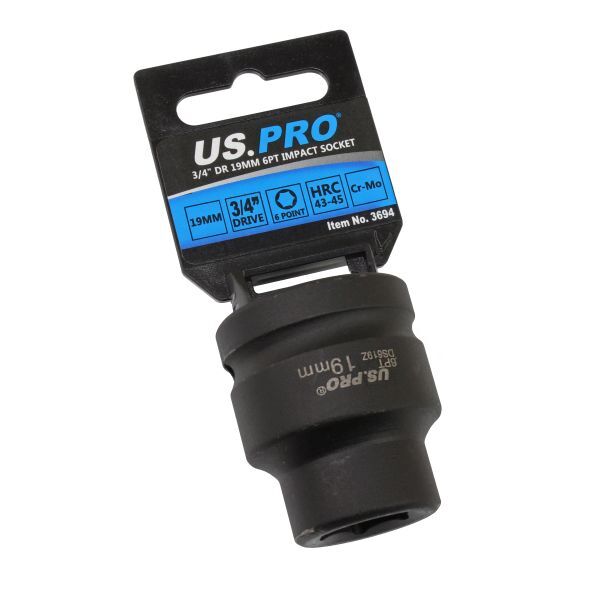 US PRO 19mm 3/4" Square Drive 6 Point Impact Socket Shallow Heavy Duty Sockets