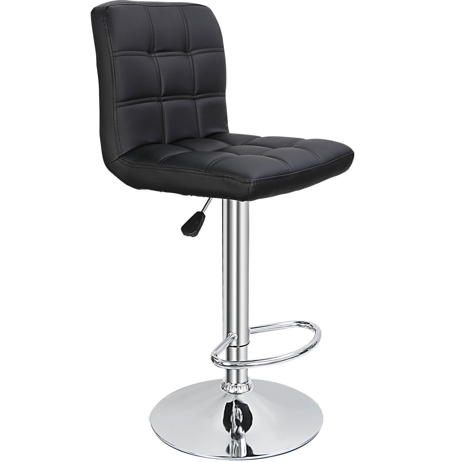 4 PCS Adjustable Swivel PU Leather Bar Stools Chairs with Back Living Room