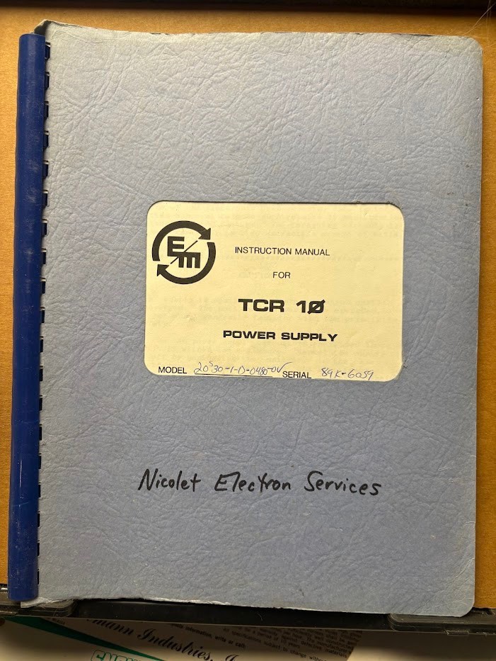 Electronic Measurements Inc Instruction Manual Power Supply TCR 10 EMI