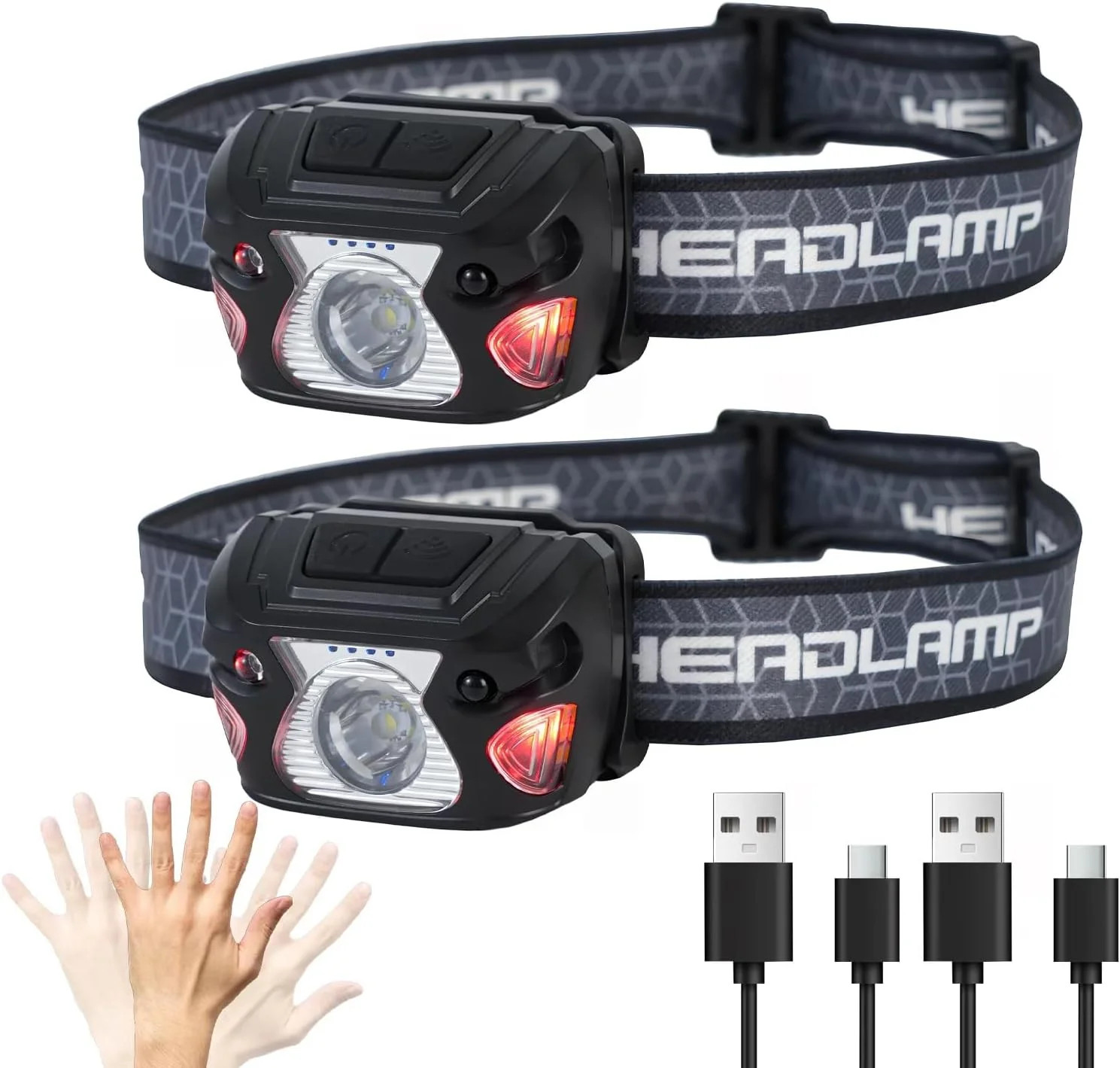 2 Sets High-End Comfortable Camping Work Headlamp Long Endurance Lighting FAST