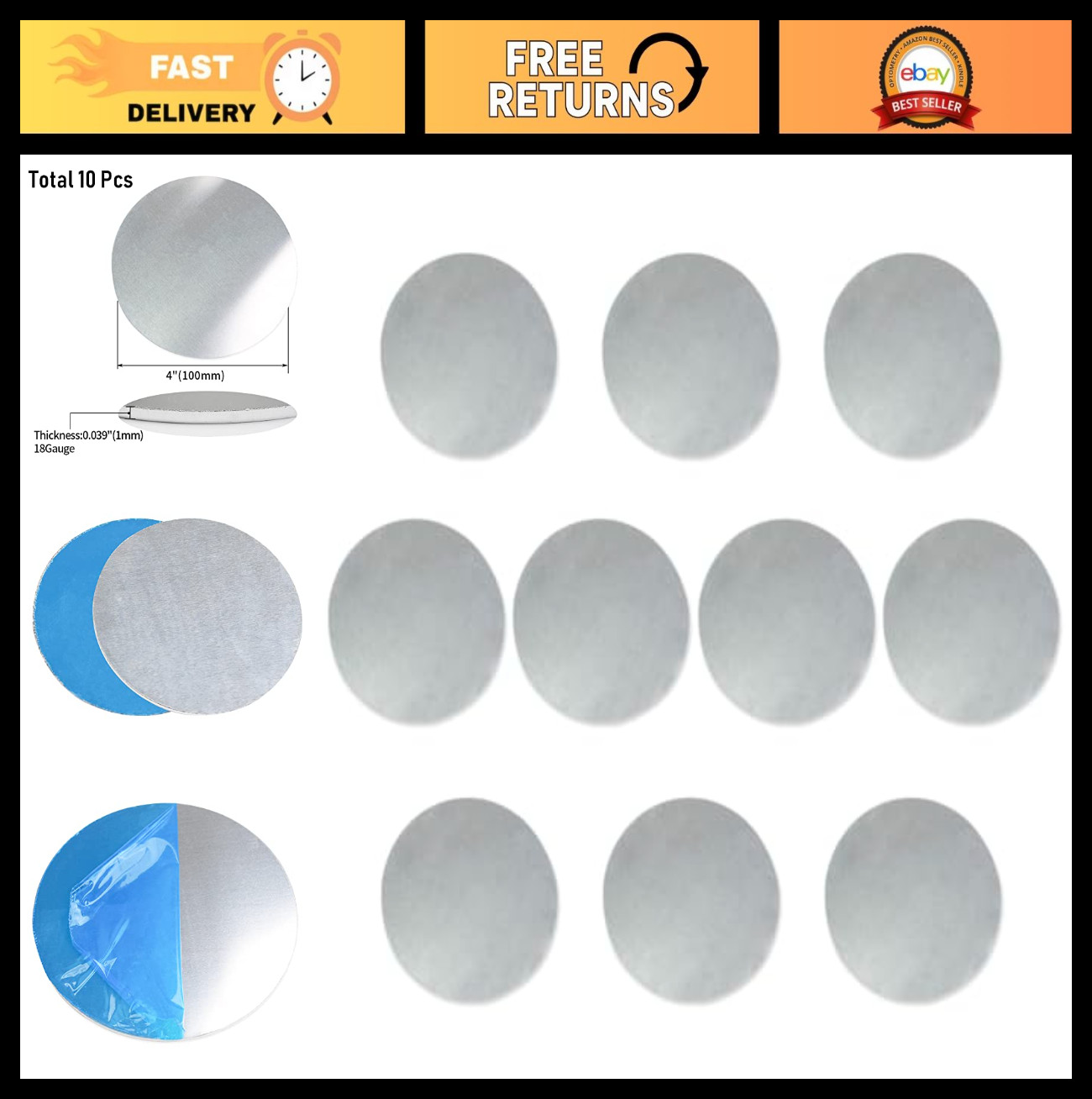 4" Aluminum Discs - 18 Gauge Round Blanks for Metal Stamping & Jewelry Making, 1