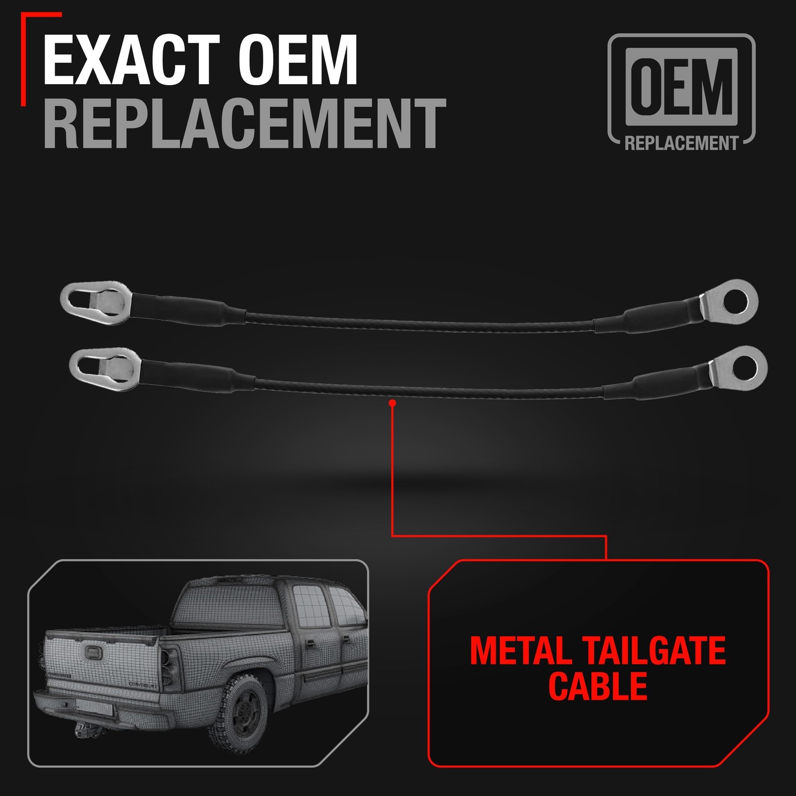 Tailgate Support Cable Set, Rear Left & Right Side , Compatible with 1999,200...