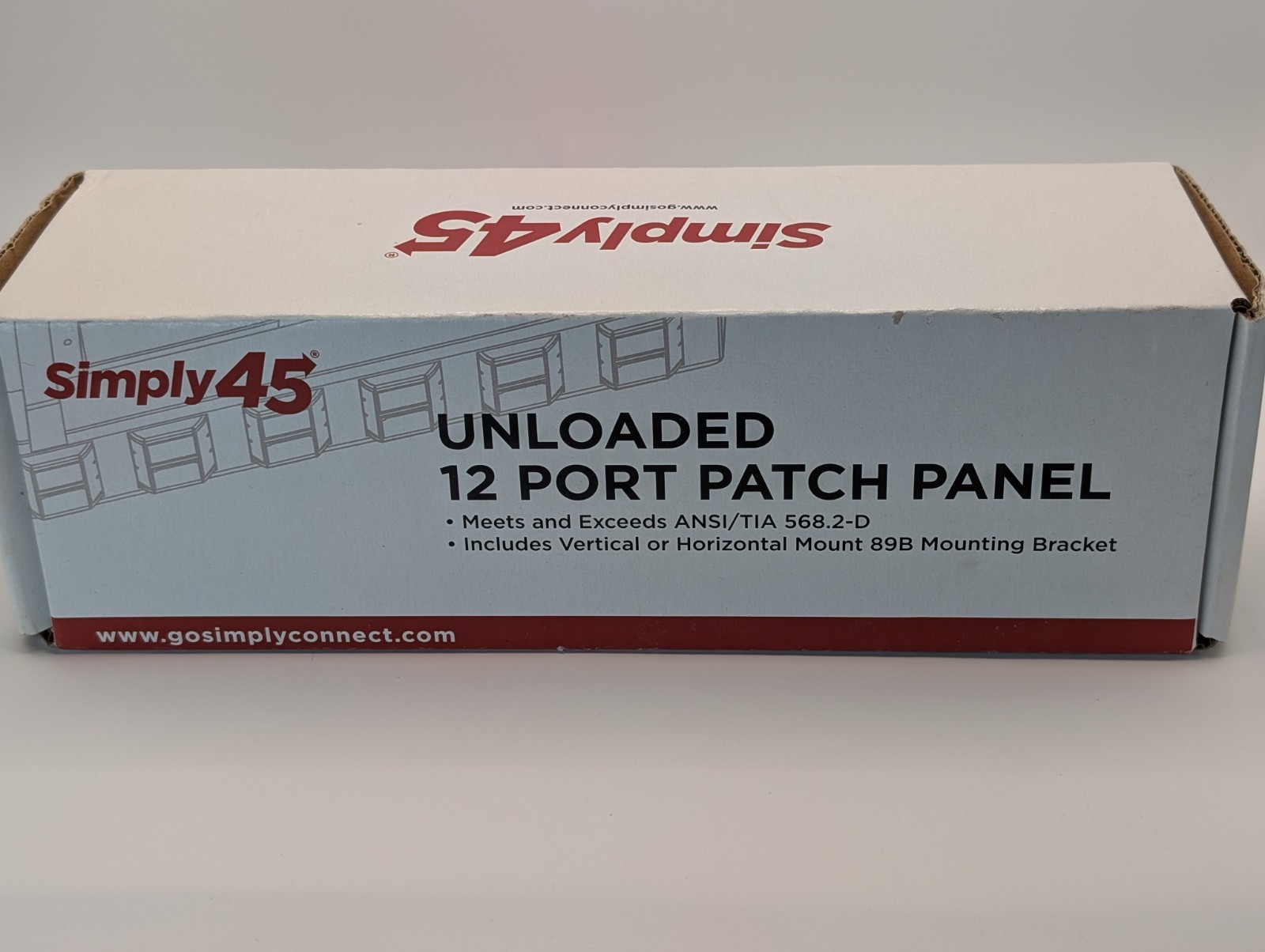 Simply45 Unloaded 12-Port Patch Panel with 89B Mounting Bracket