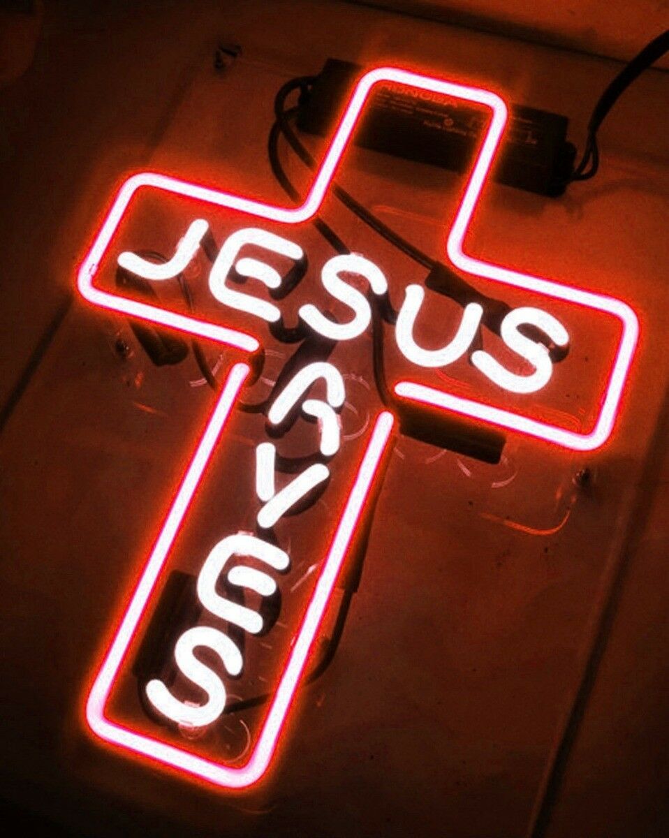 Jesus Christ Cross Saves Acrylic 20" Neon Light Sign Lamp Bedroom Art Wall Decor