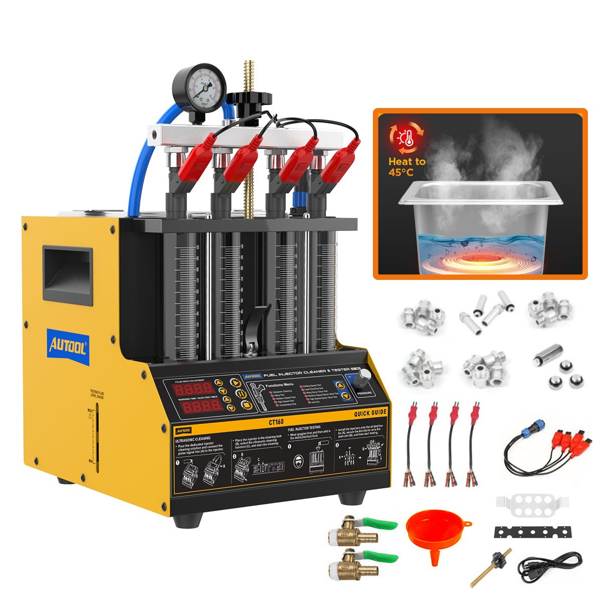 AUTOOL CT160 Fuel Injector Cleaner Tester Ultrasonic Injector Cleaning Machine