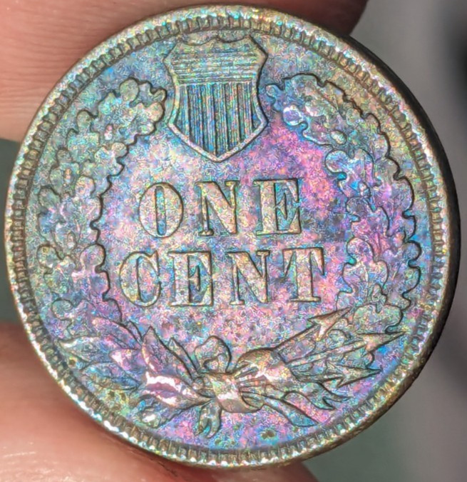 1881 Indian Head Cent Uncirculated Rainbow Colorful Toned