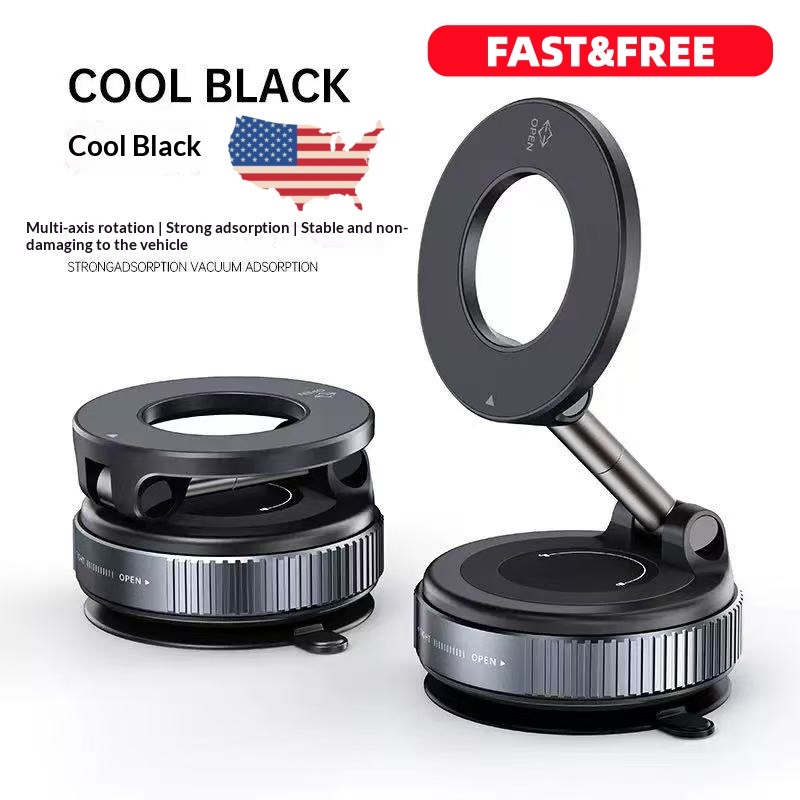 360° Magnetic Car Phone Holder - Strong Vacuum Suction for MagSafe Phones