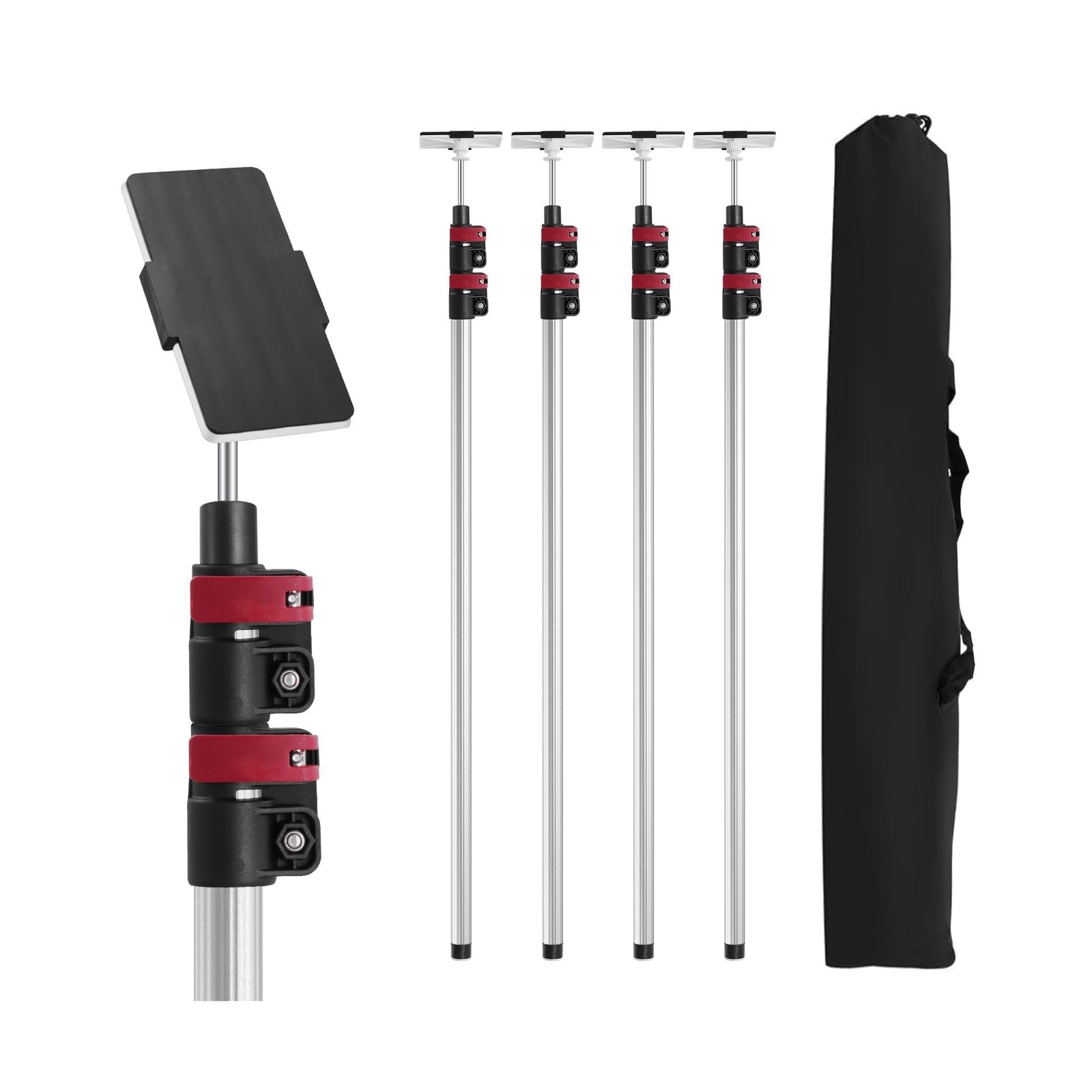 12FT Dust Barrier Poles 4 Pack withCarry Bag, Stainless Steel Retractable Zip...