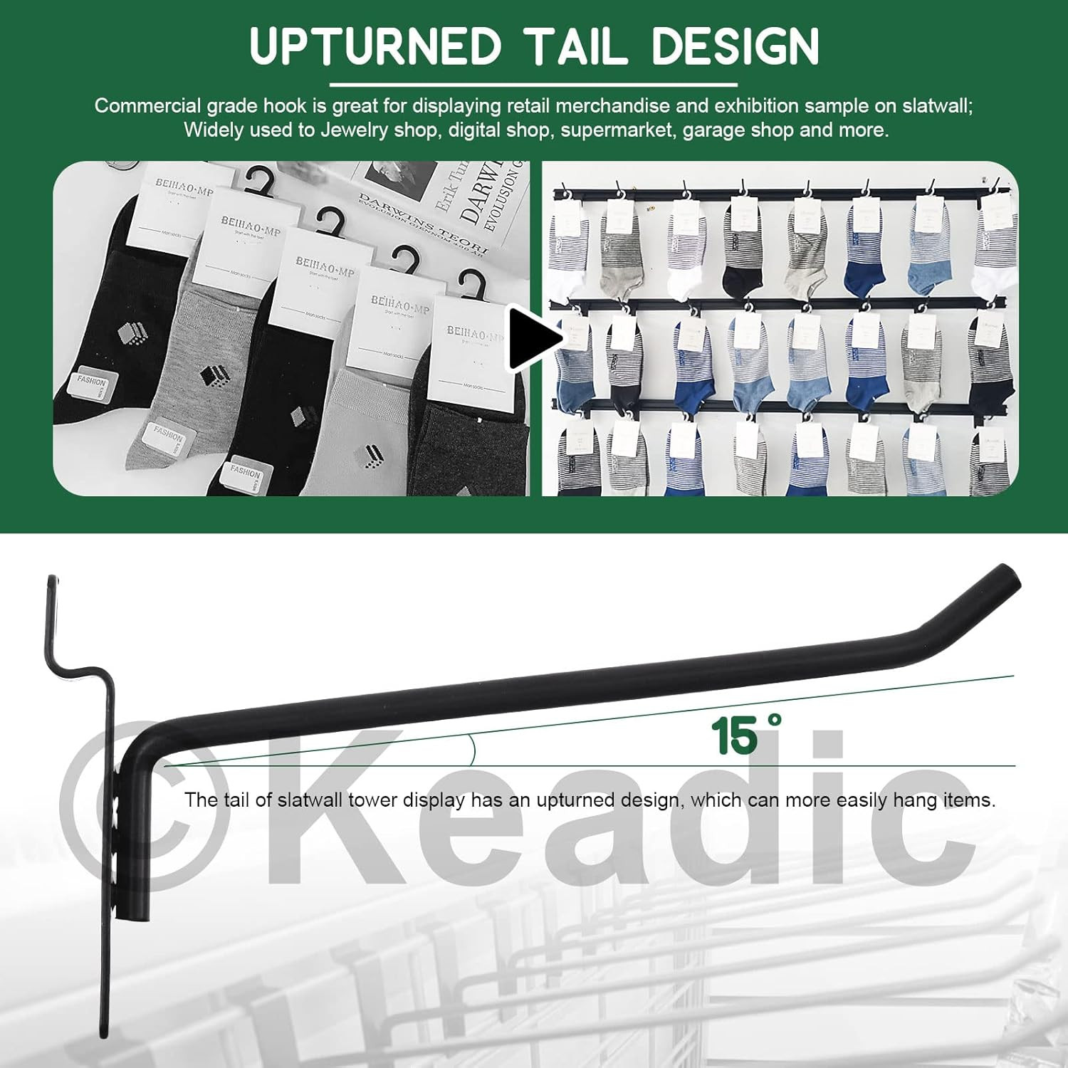 20Pcs 2” Slatwall Hooks Set Heavy Duty Slat Wall Shelf Brackets Hanging Hook Peg