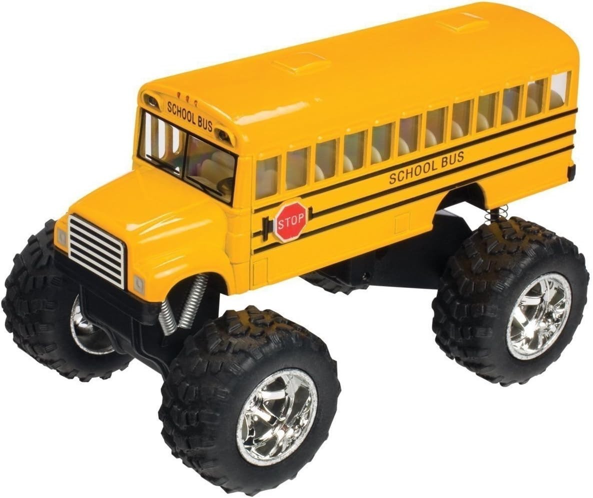 Kinsmart 5" Monster Truck Yellow School Bus Big Wheel bus Diecast Toy Kids Gift