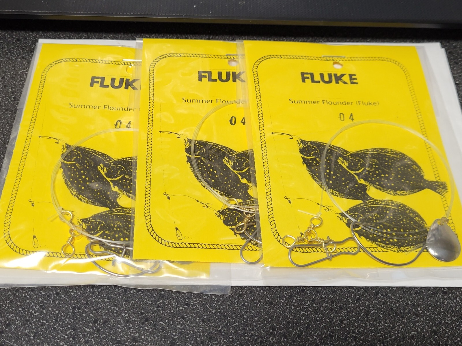3 NJ Hand Tied Classic Gold English w/Silver Spinner Summer Flounder/Fluke Rig