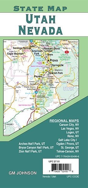 State Map of Utah & Nevada, by GMJ Maps
