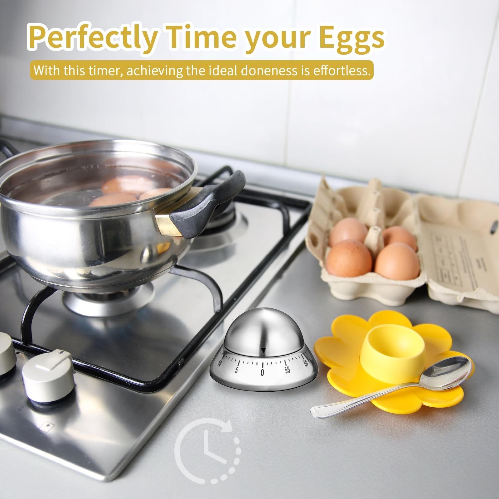 Mechanical Kitchen Timer, Wind Up 60 Minutes Manual Countdown for Silver Cone