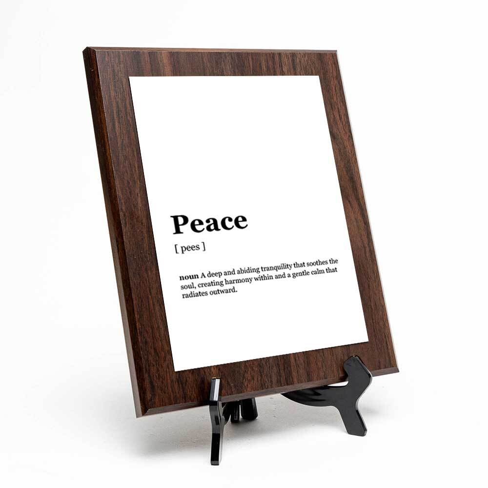 Peace Dictionary Definition Decorative Wall Plaque With Easel Acrylic Stand