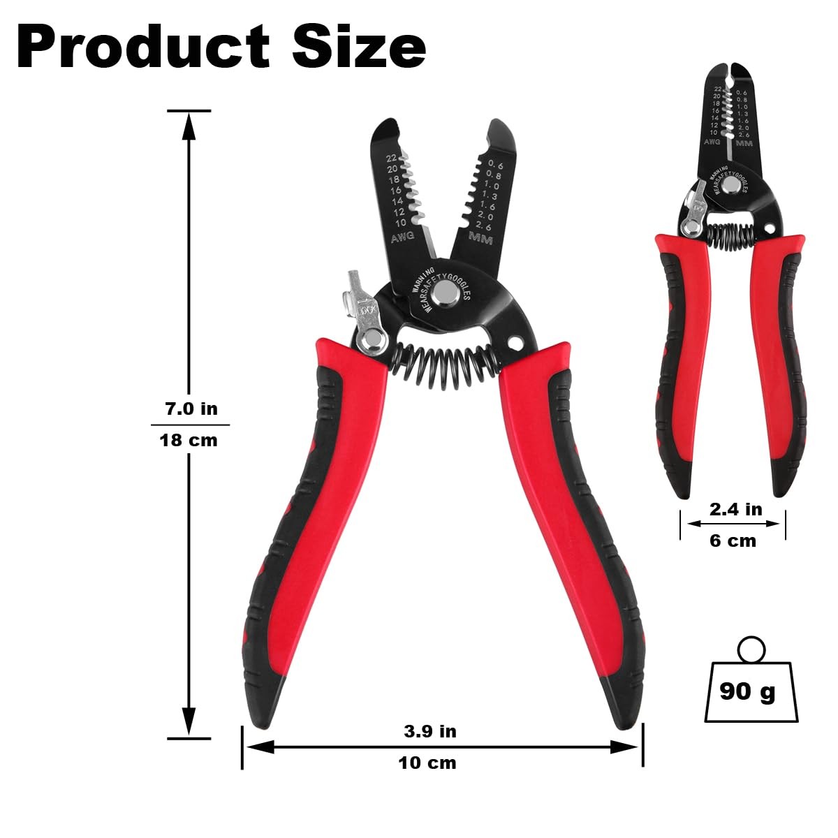 10-22 AWG Wire Stripper Cutter, Multifunctional Multi-Size Wire Stripping Too...