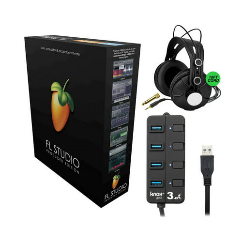FL Studio 20 - Producer Edition (Boxed) Bundle with Headphones & USB 3.0 Hub