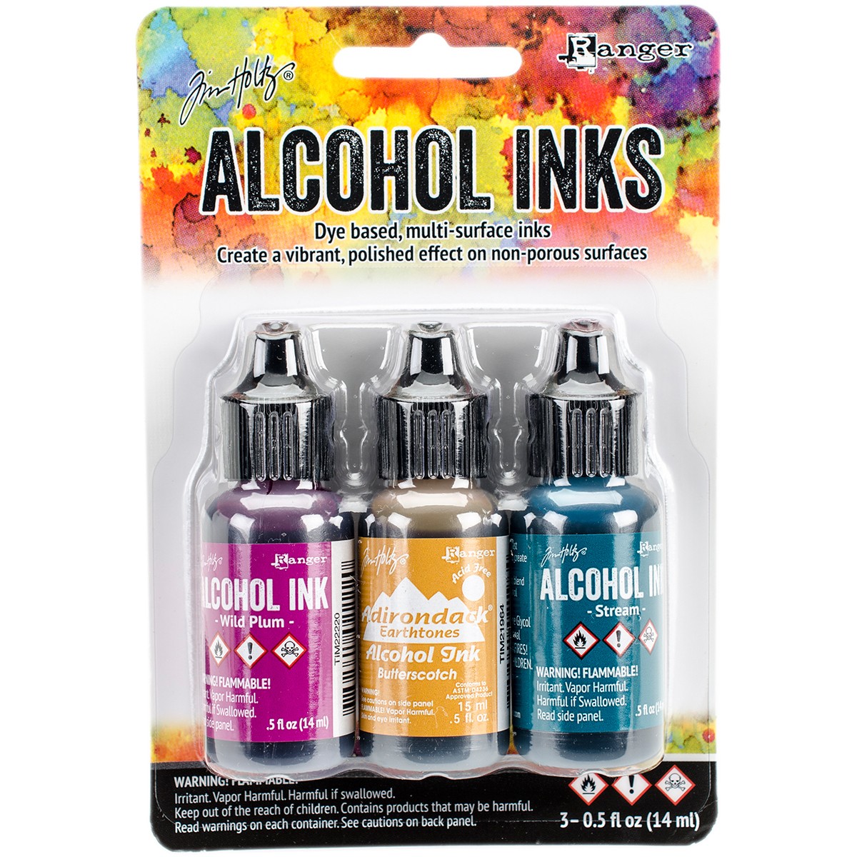 Tim Holtz Alcohol Ink .5oz 3/Pkg-Nature Walk-Wild Plum/Buttrscotch/Stre - 2 Pack