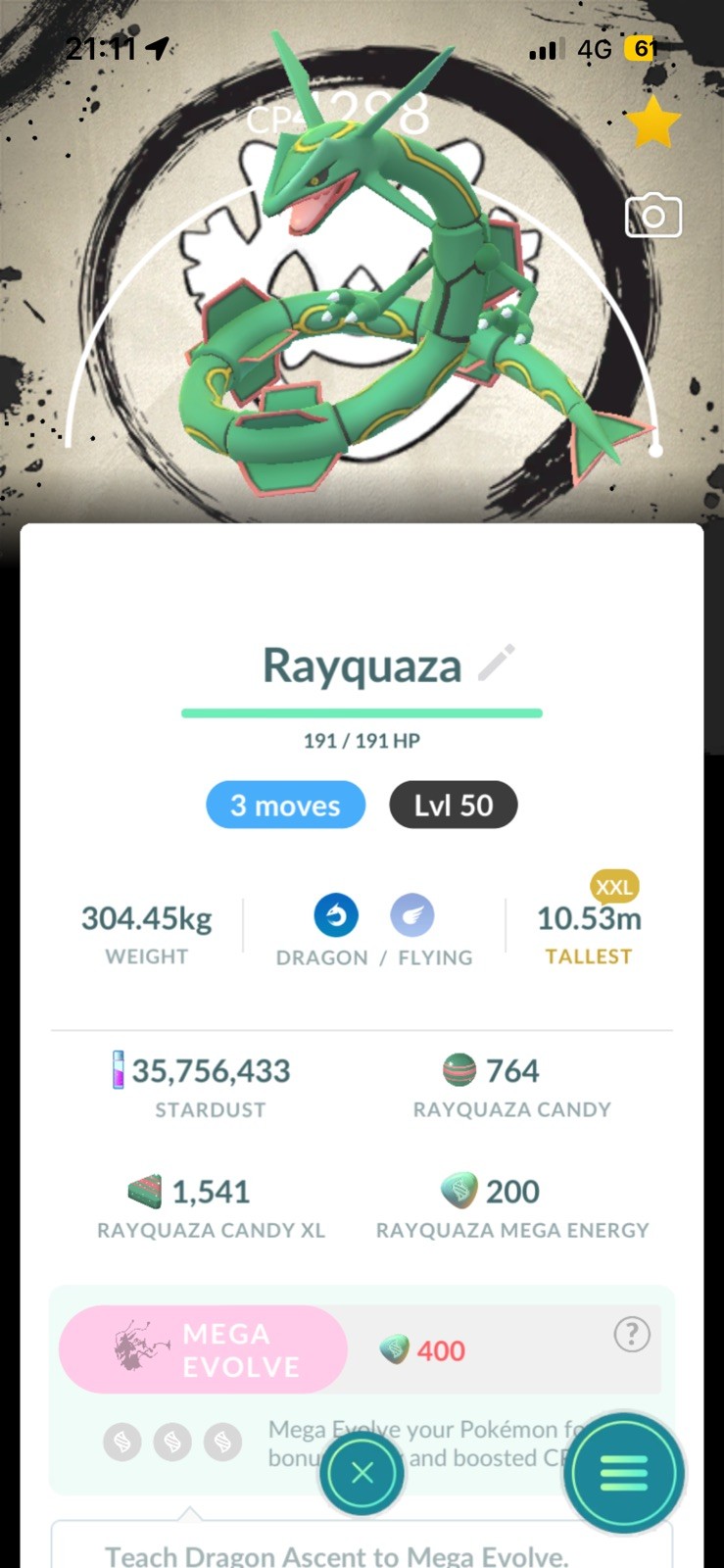 Pokémon Trade Go Level 50- Rayquaza With 3 Moves Go Fest Background XXL
