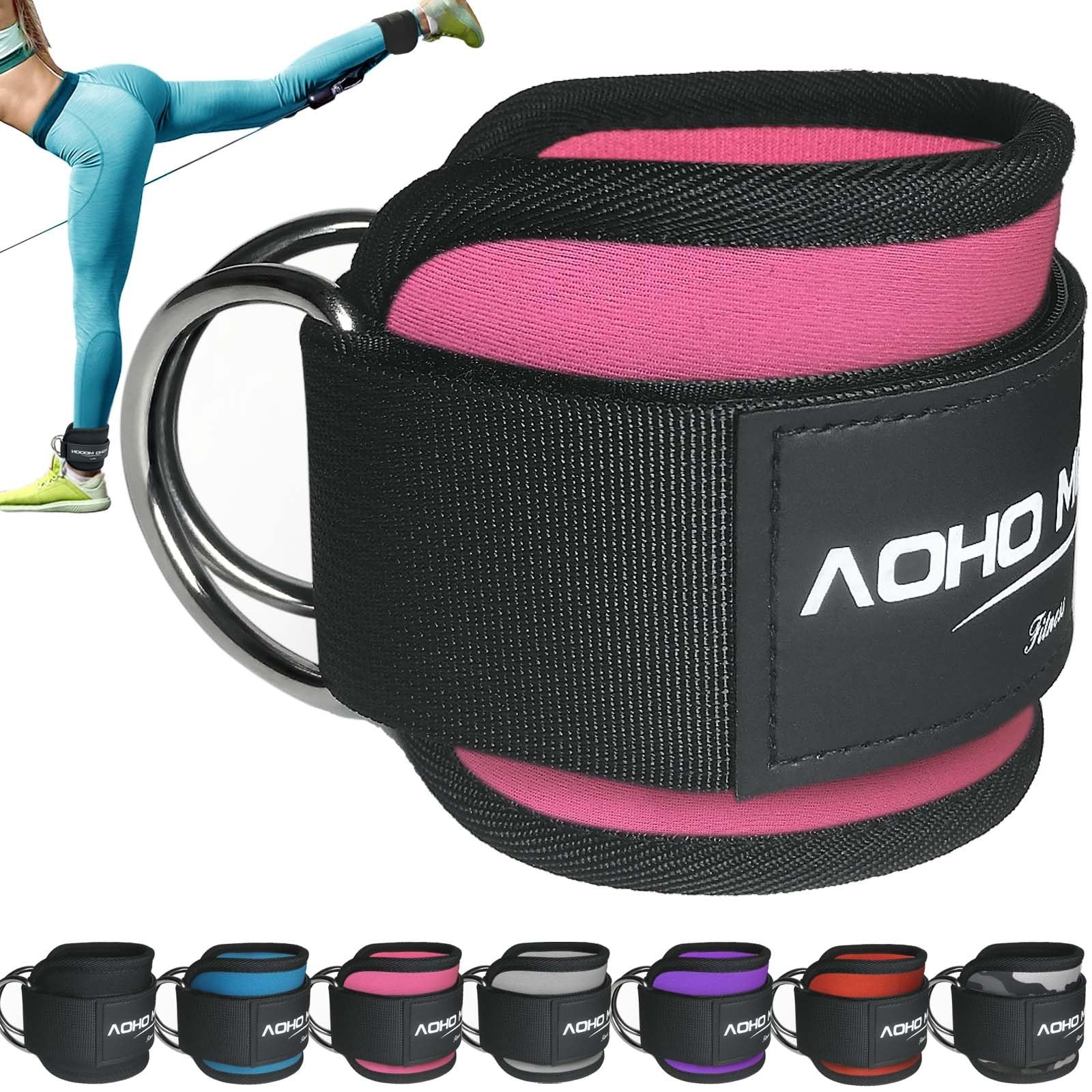 AOHO MOOON Ankle Strap for Cable Machine Attachments, gym Pink - Single