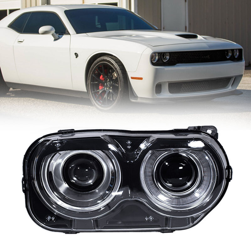 Passenger Headlight For 2015-2023 Dodge Challenger Halogen Projector w/ LED DRL