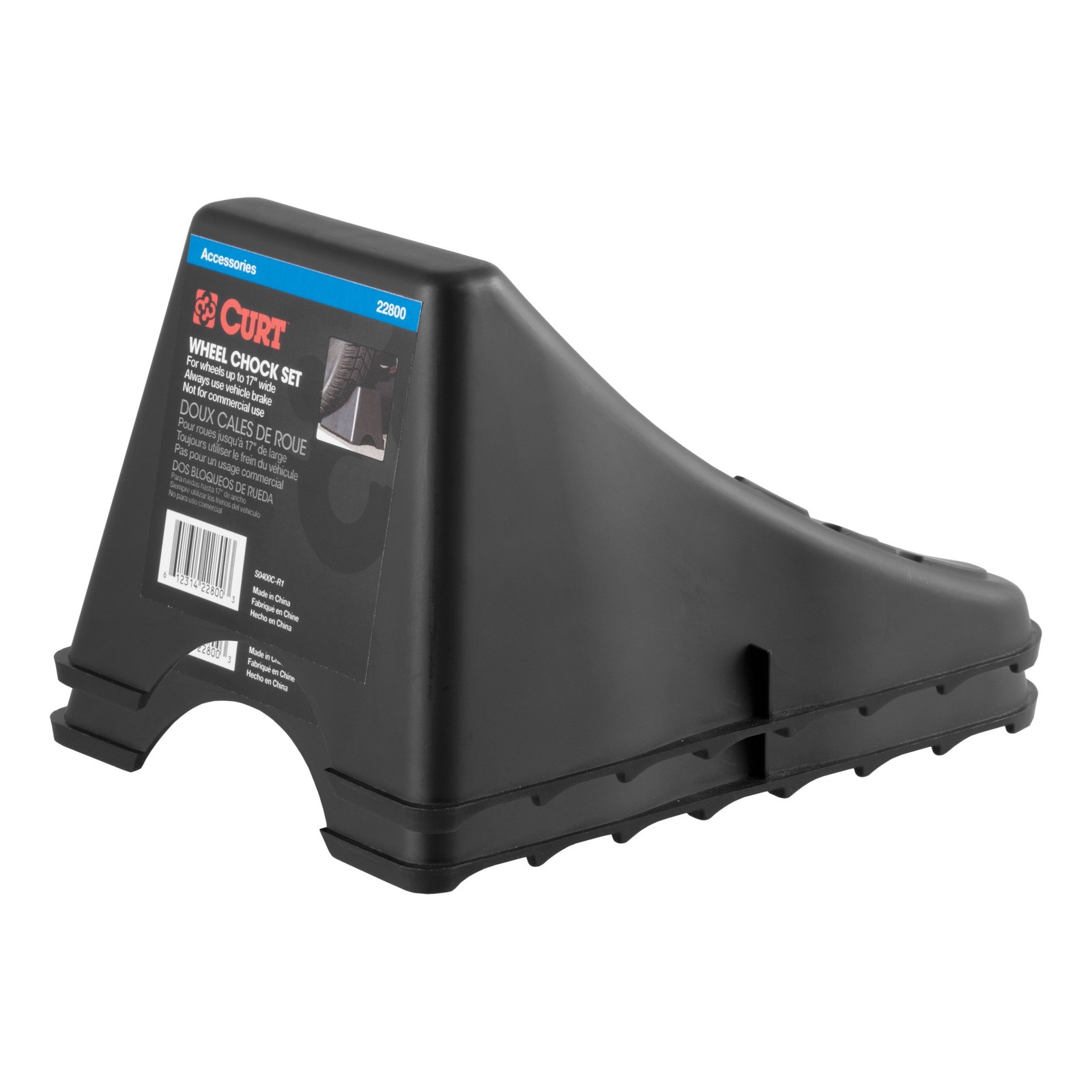 Curt-Wheel Chock Set (Up to 17" Wide Wheels)