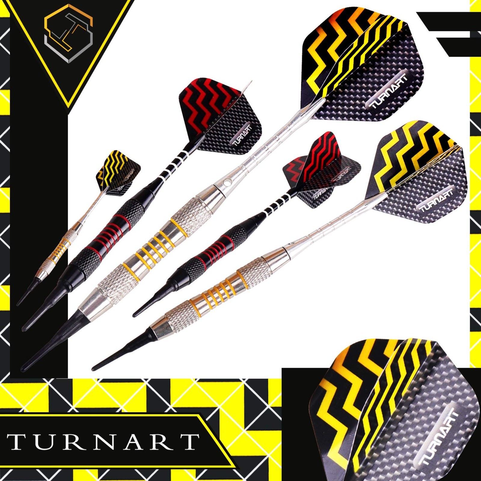 Professional Soft Tip Darts Set - 9 Pcs 18g for Electronic Dartboard + 50 Tips &