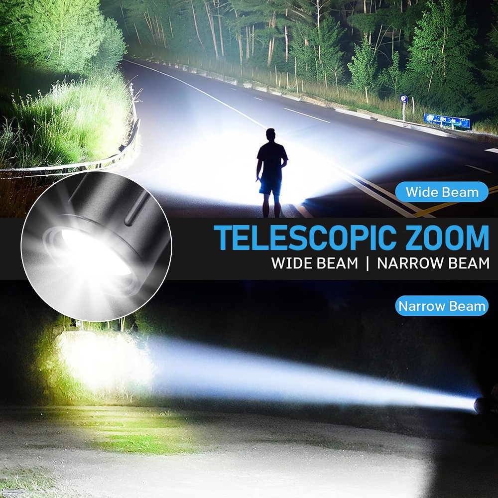 2Pack 99000000LM Super Bright LED Tactical Flashlight Rechargeable Flashlights