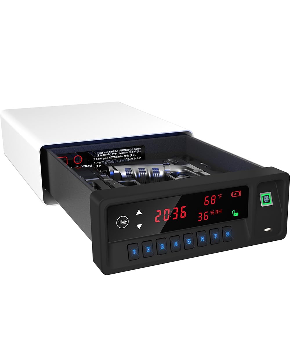 Smart Gun Safe with Security Cable - Biometric Pistol Safe for 2 Handgun 3 Wa...
