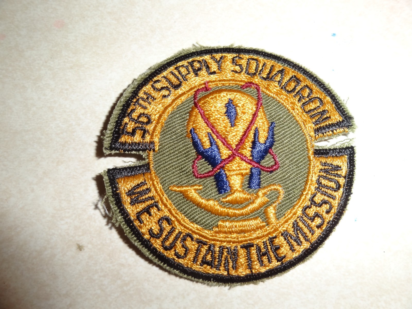 US MILITARY PATCH USAF 56TH SUPPLY SQUADRON WE SUSTAIN THE MISSION
