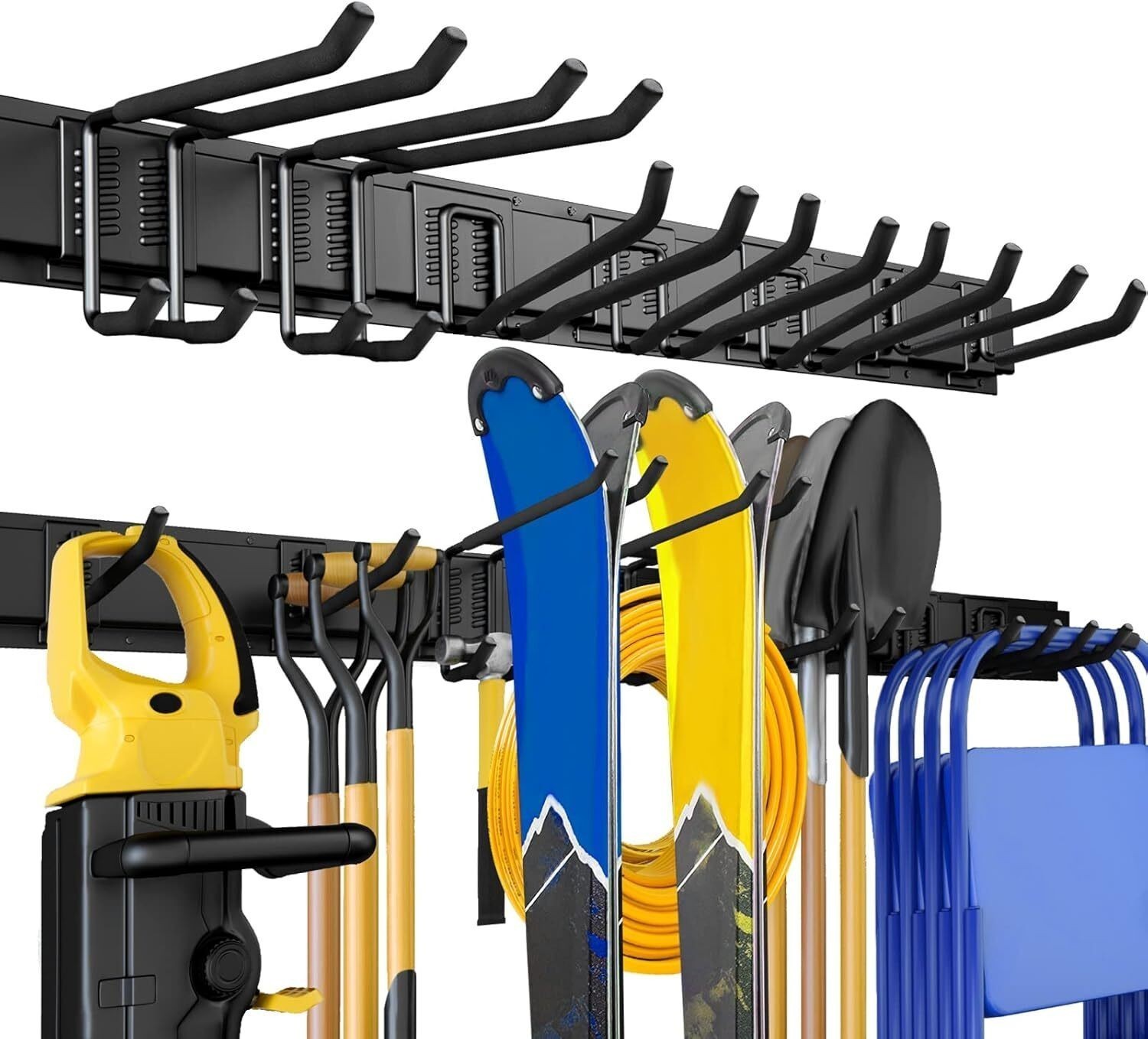 Wall Mount Garden Tool Organizer Holder Garage Storage Adjustable Metal Hooks