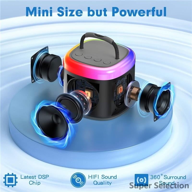 Kids Karaoke Machine With 2 Wireless Mics, Portable Bluetooth With LED Lights