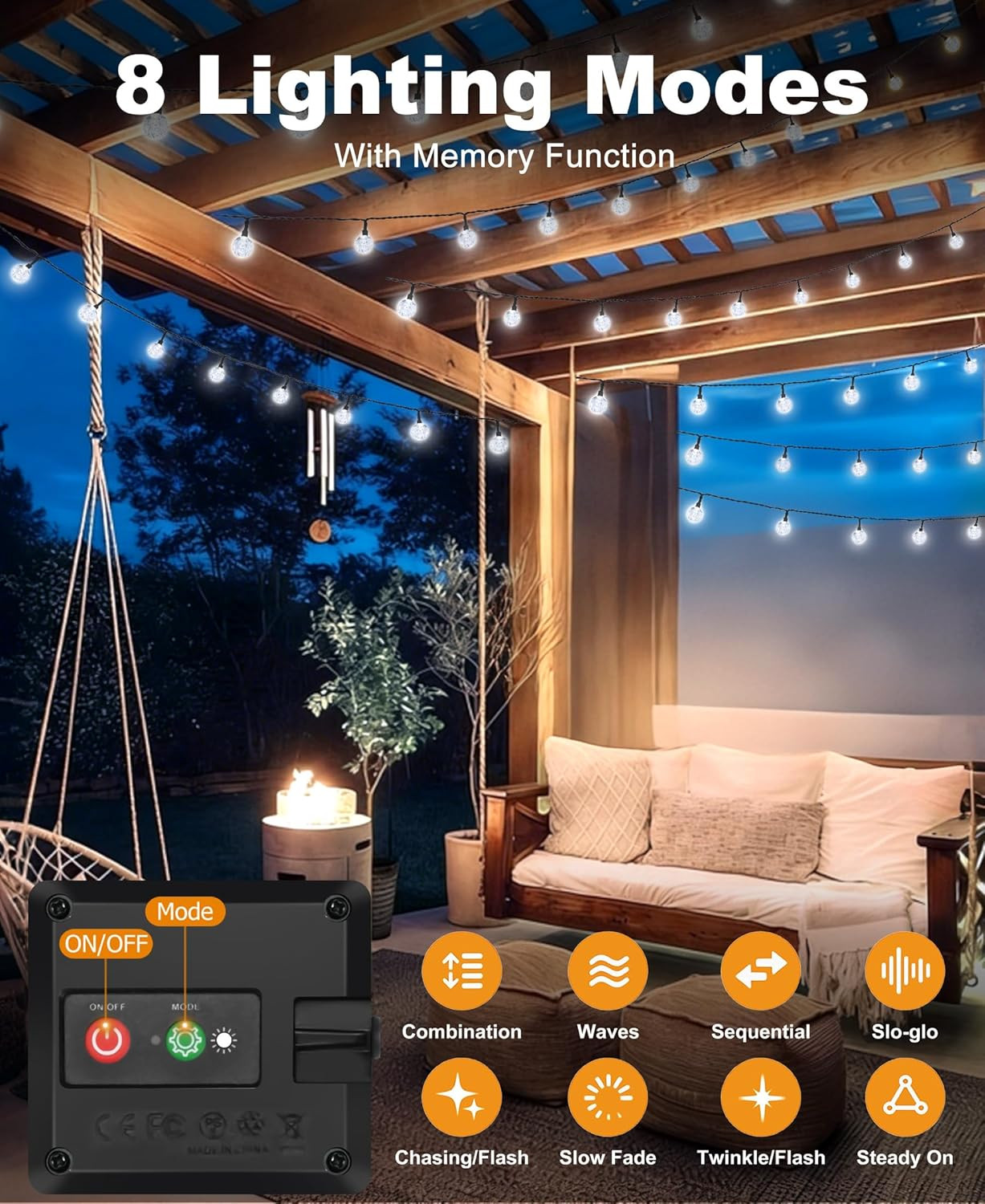 2 Pack Solar String Lights Outdoor Waterproof, Total 98 FT 100 LED Solar Powered