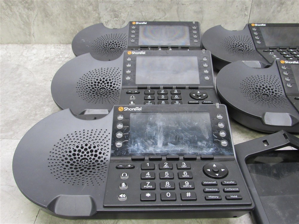 Lot of 5 Shoretel/Mitel IP485G 8-Line Backlit Screen Office Telephones w/ Stand