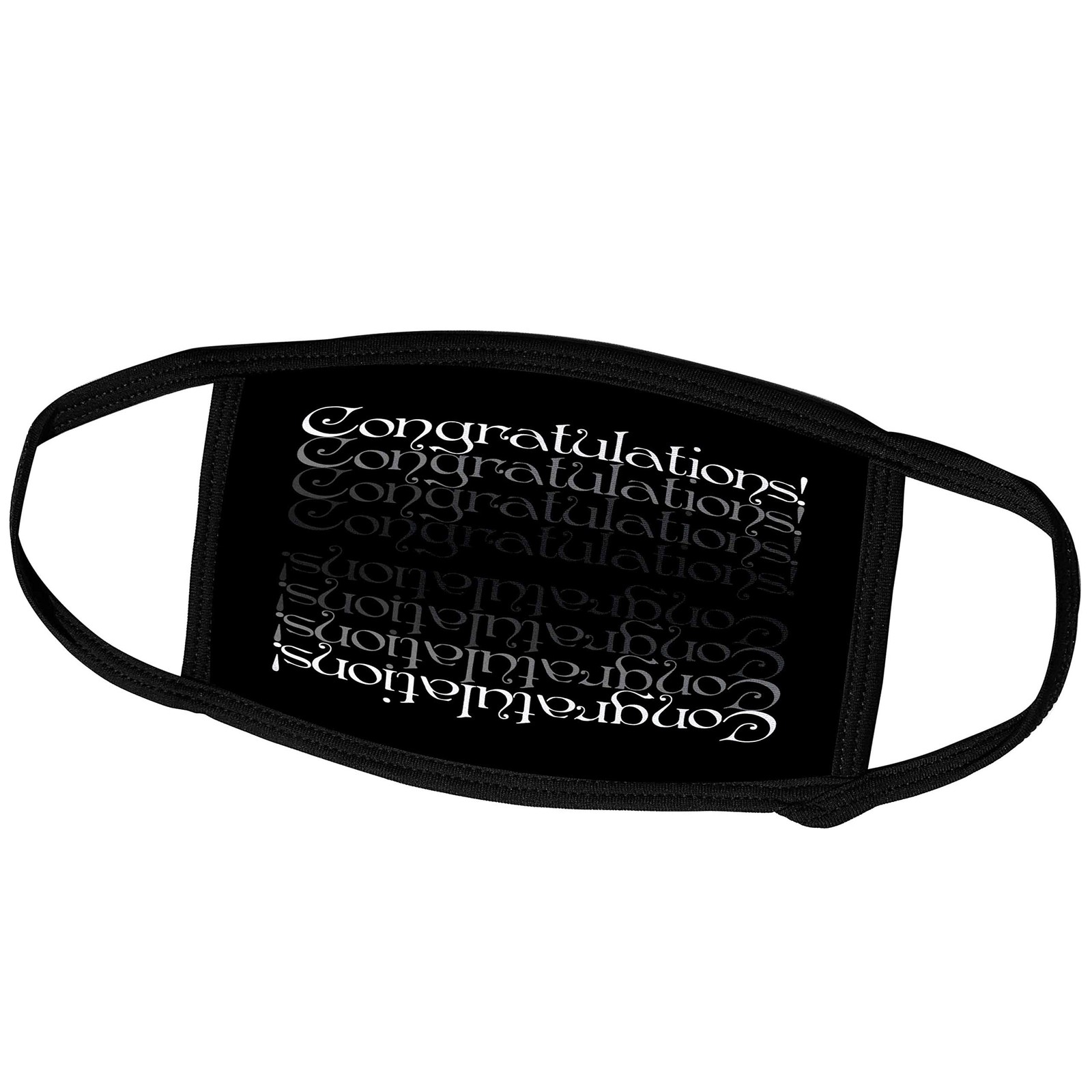 3dRose Face Mask Large, Congratulations in Silver, Black and White