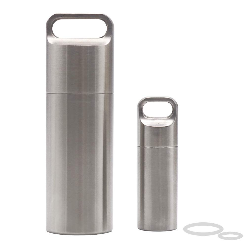 HRX Package Waterproof Stainless Steel Pill Case Keychain, Durable Small Pill...