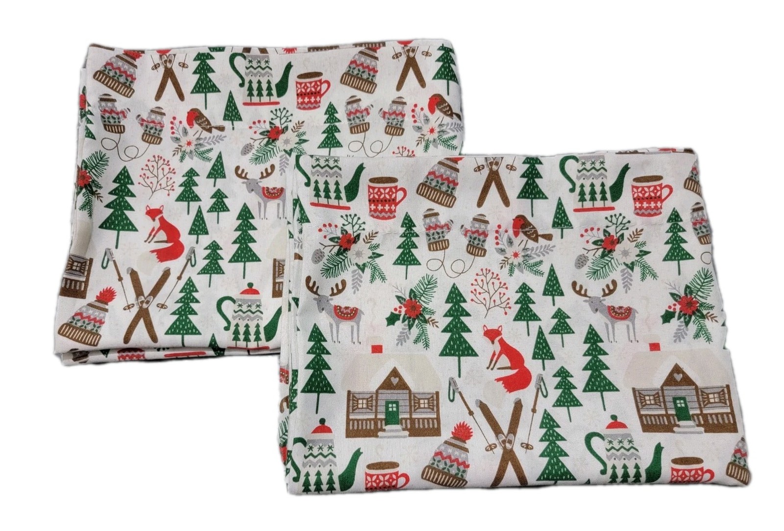 Set of 2 Ski Resort Theme Pillowcases 20 X 30 Standard/queen