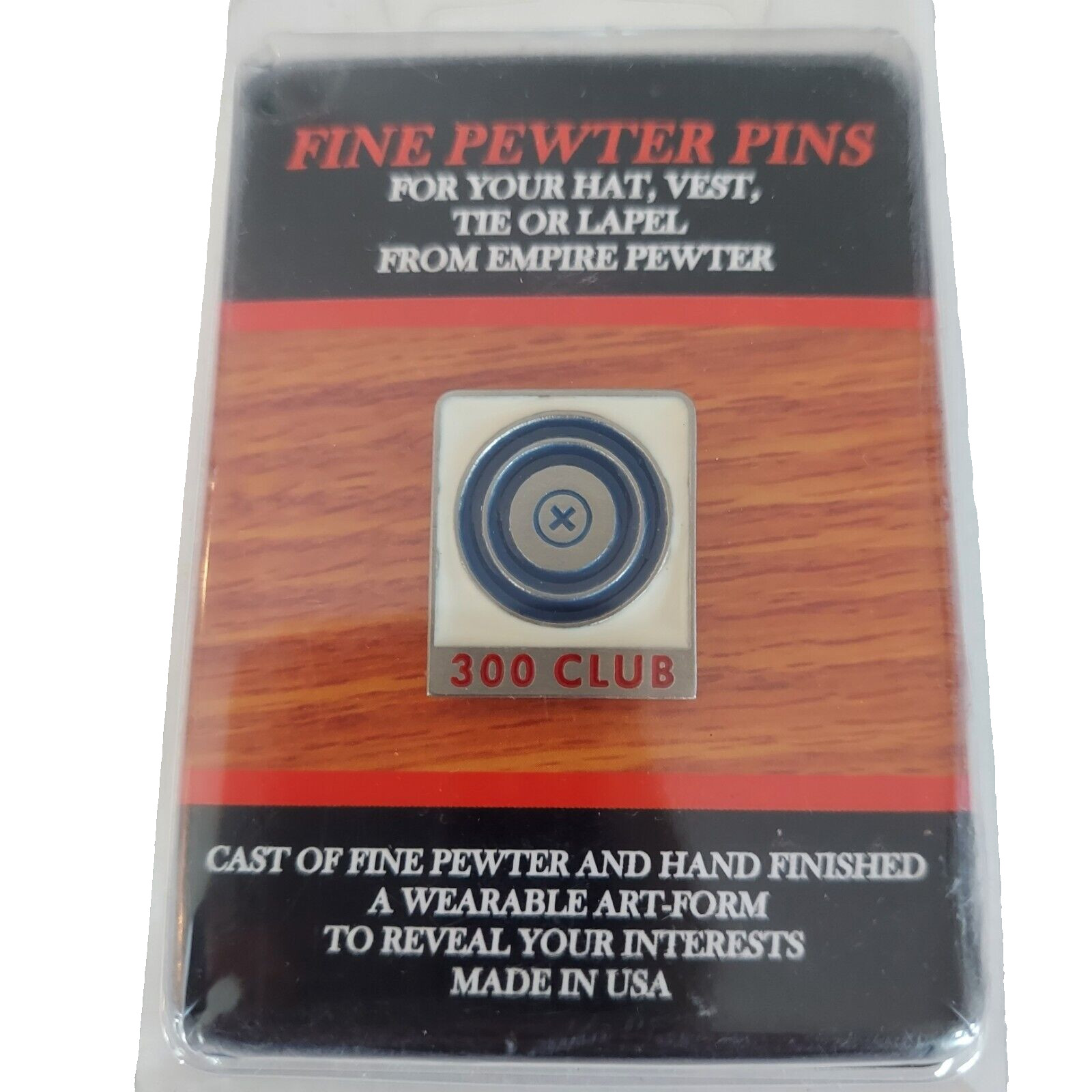 300 Club Archery Pin Fine Pewter Archer Award Enamel A14C Hat Vest Lapel Target