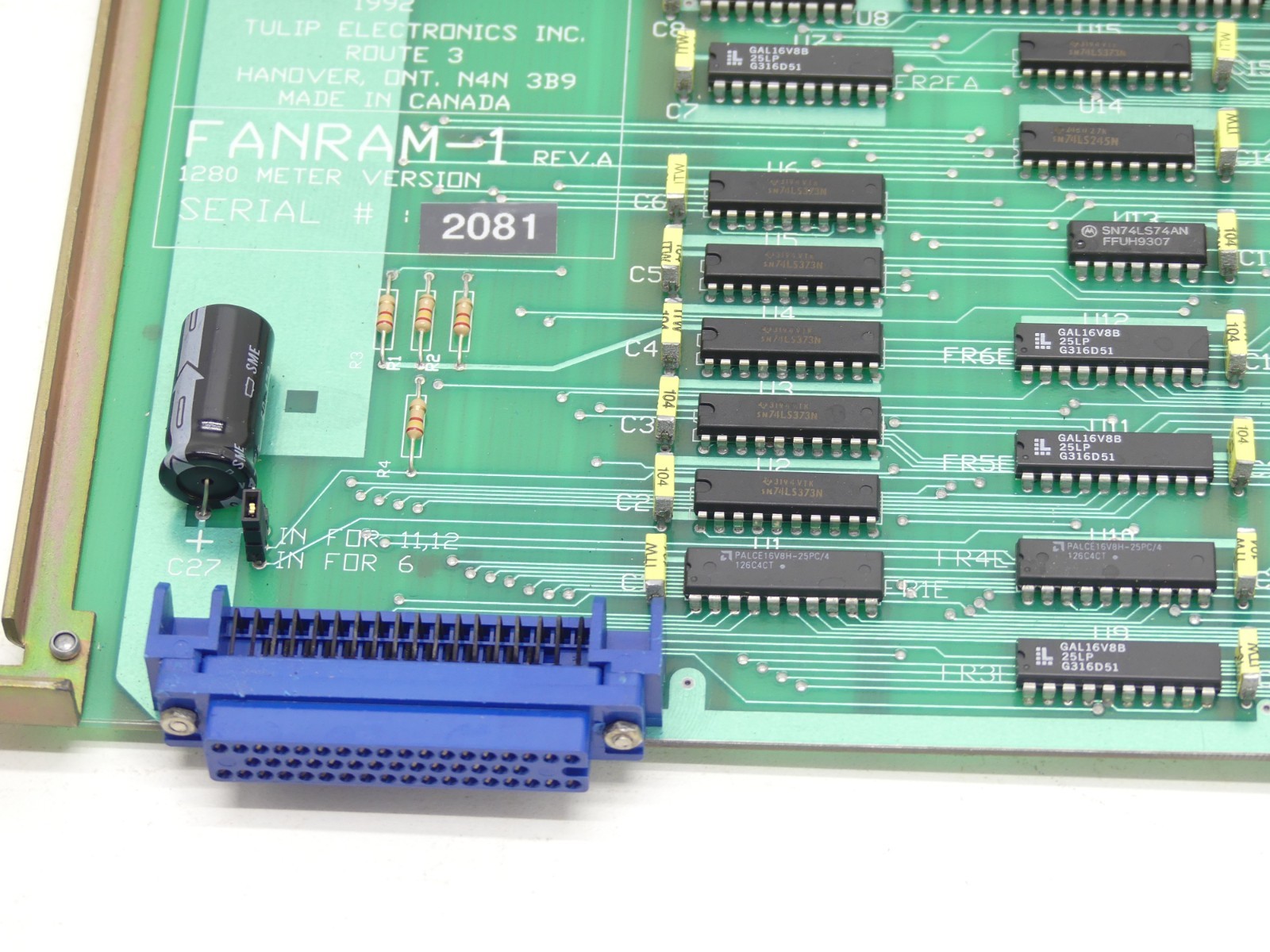 Tulip Electronics Fanram-1 Rev. A 1280 Meter Version Memory Board