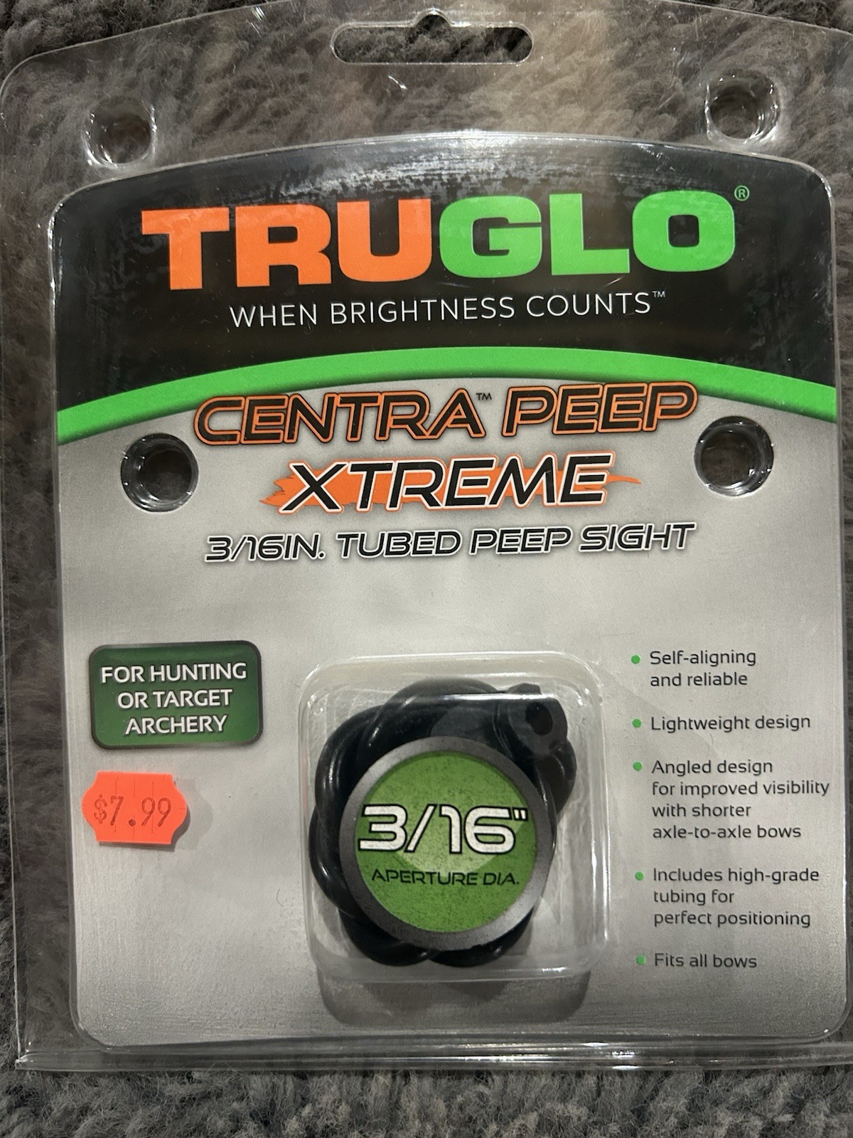 Truglo Centra Peep Xtreme 3/16" Tubed Peep Sight Tubing Black TG78YW New