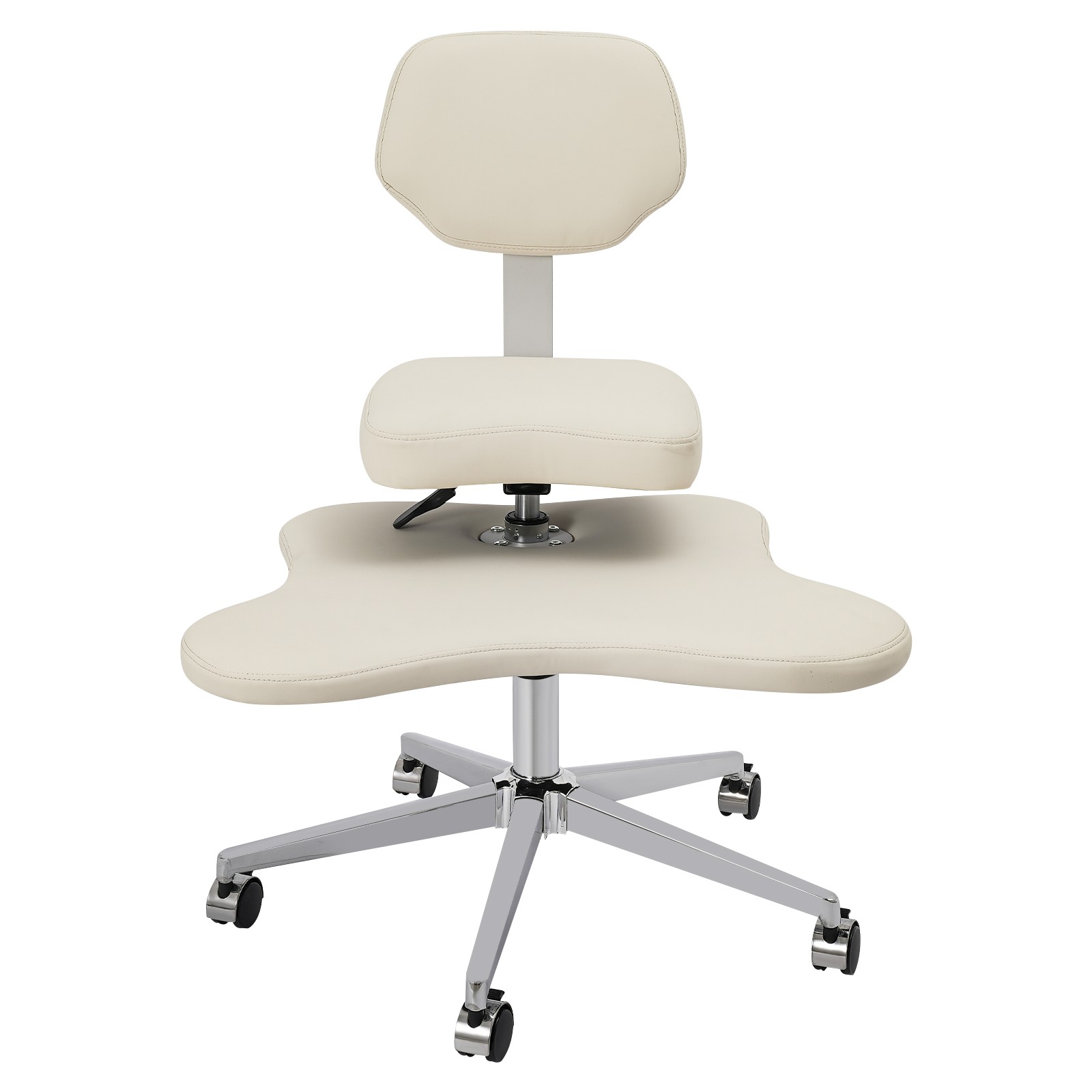 Ivory White Cross Legged Office Chair with Wheels for Meditation & Comfort