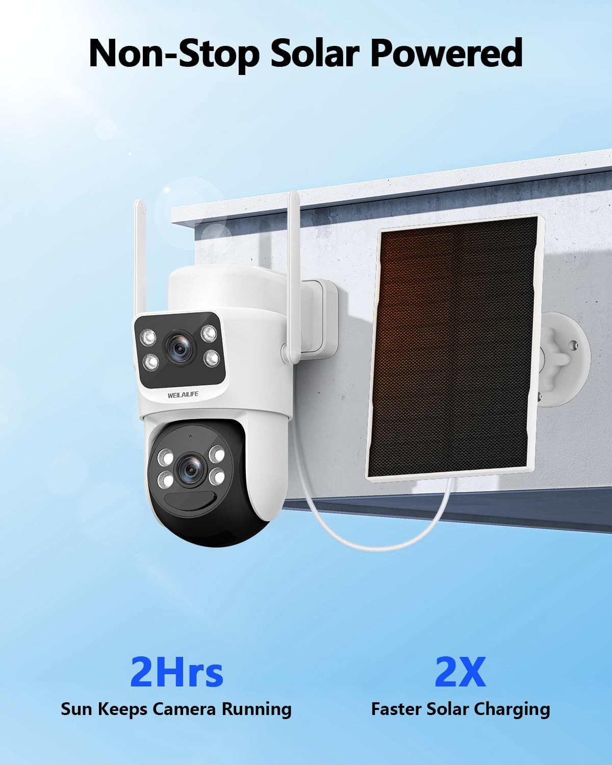 【Auto Tracking & 2-Way Audio】 4MP Solar Powered Extend PTZ Camera, Wireless Outd