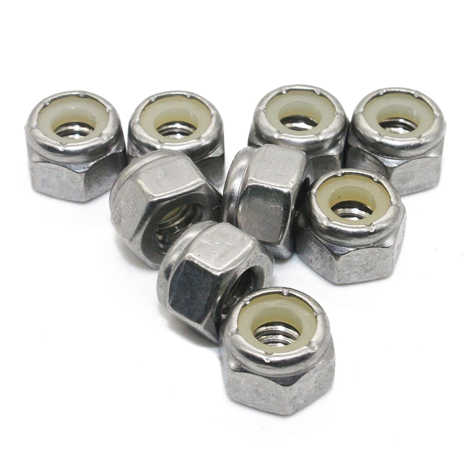 Quantity 50Pcs 1/4-20 Nylon Insert Hex Lock Nuts, 18-8 Stainless Steel /A2/, Pl