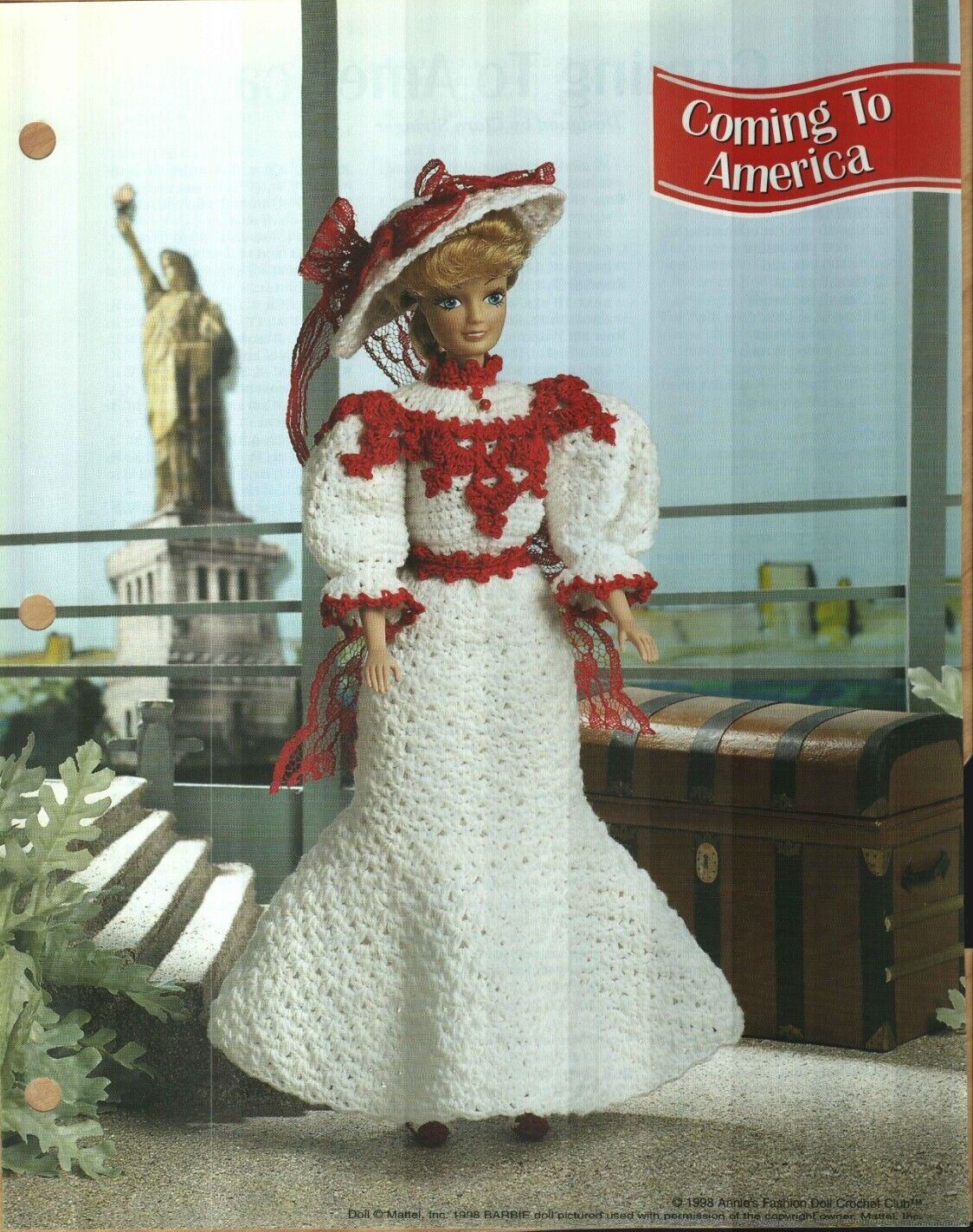 NEW COMING TO AMERICA DRESS FASHION DOLL ANNIE'S CROCHET PATTERN INSTRUCTIONS
