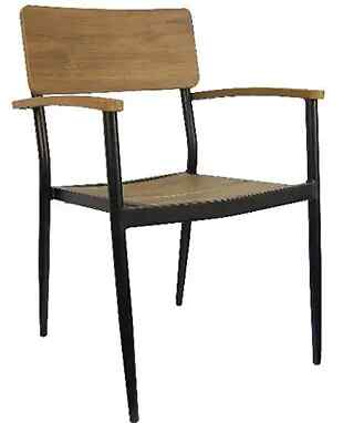 H&D Commercial Seating 7181A Stackable Aluminum Plastic Wood Arm Chair