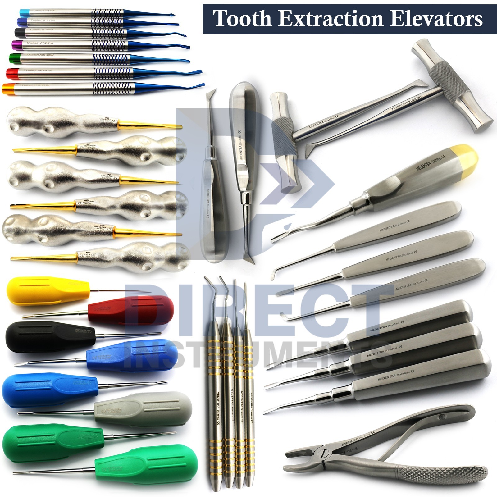 MEDENTRA Dental Elevators Tooth Extraction Luxating Root Tip Implant Surgical CE