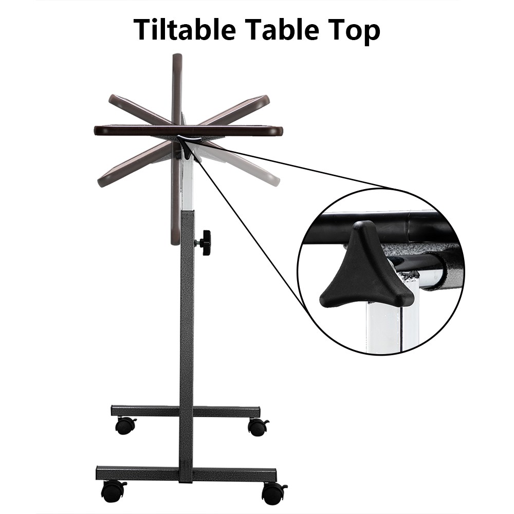 Multifunctional Adjustable Bedside Table MDF/Iron/4 Wheels With Brake