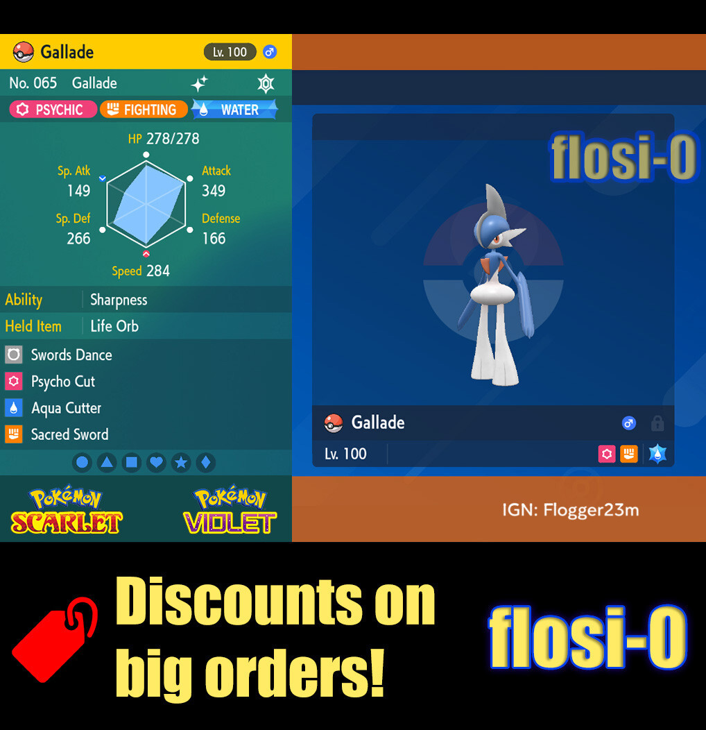 6IV Shiny Gallade Pokemon Scarlet and Violet