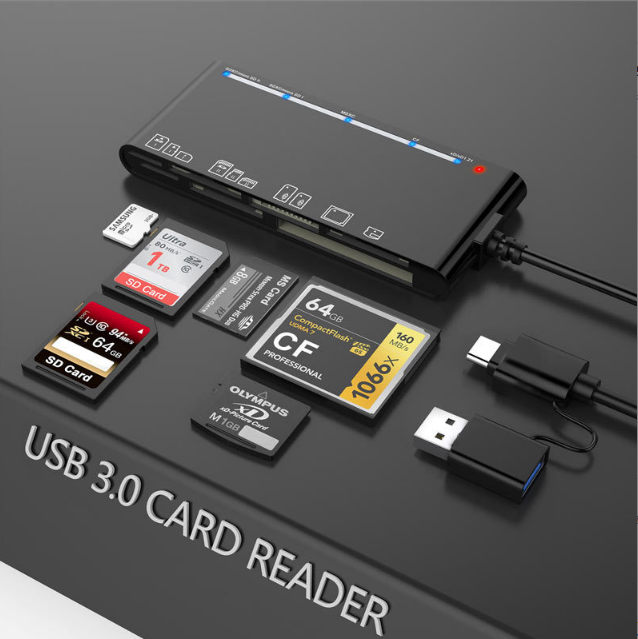 7-IN-1 USB 3.0 Memory Card Reader High-Speed Adapter for Micro SD SDXC CF SDHC