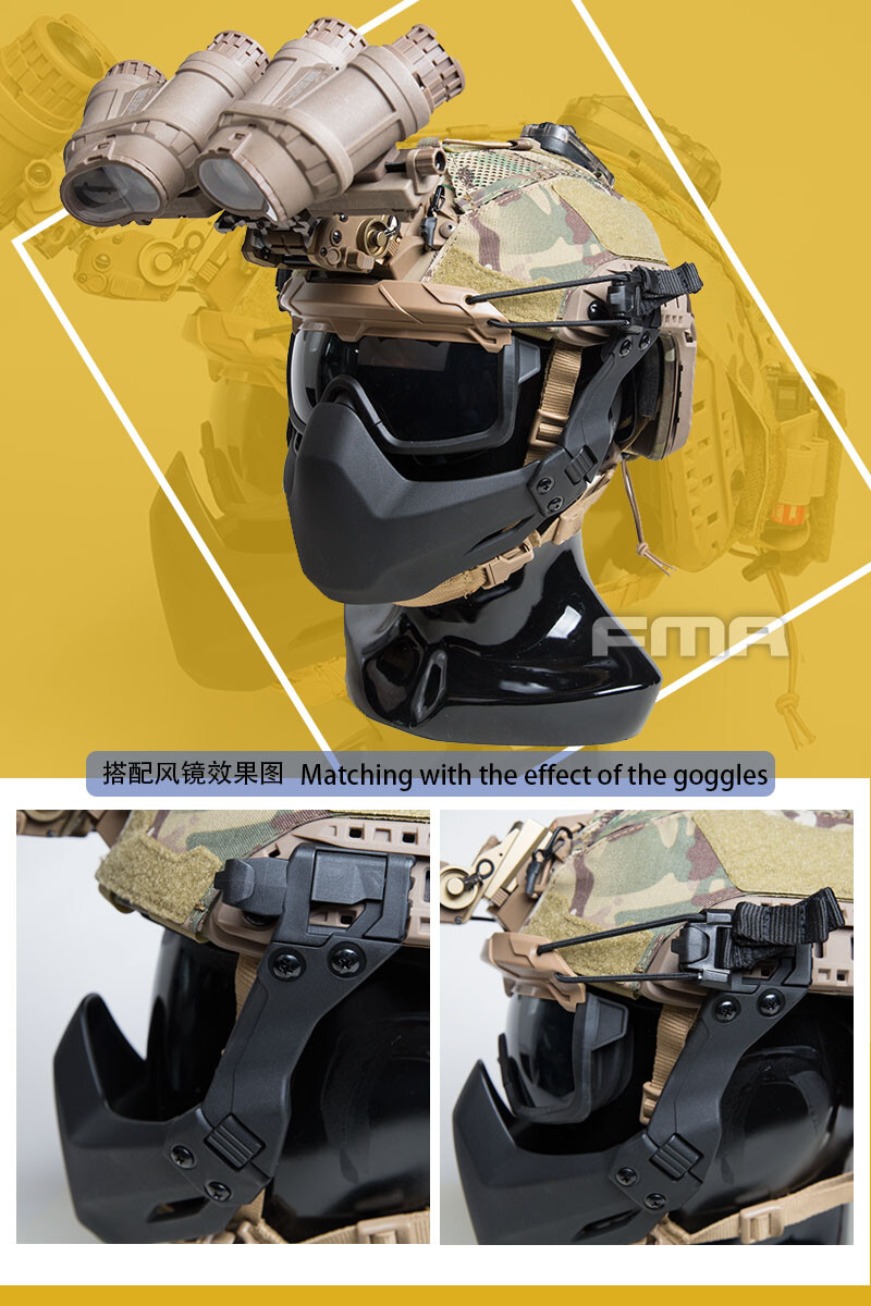 FMA Tactical Rail Folding Arm Half Face Mask For Helmet Universal Protective