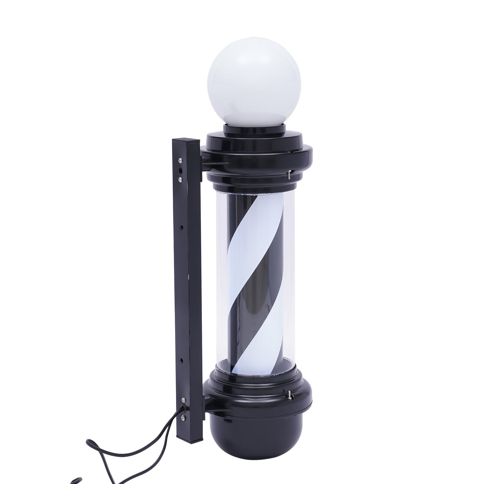 Barber Pole Red Blue White Black Stripes LED light Outdoor Rotating Wall Lamp US